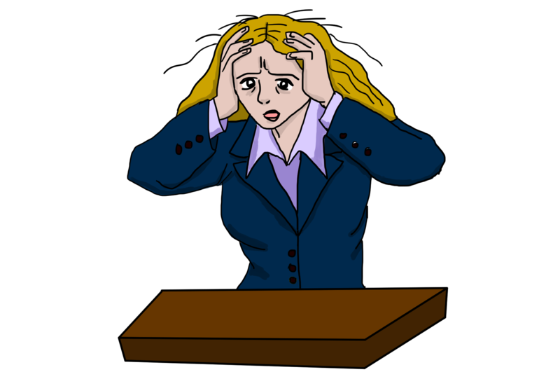 Comiczeichung einer Frau, die sich gestresst die Haare rauft